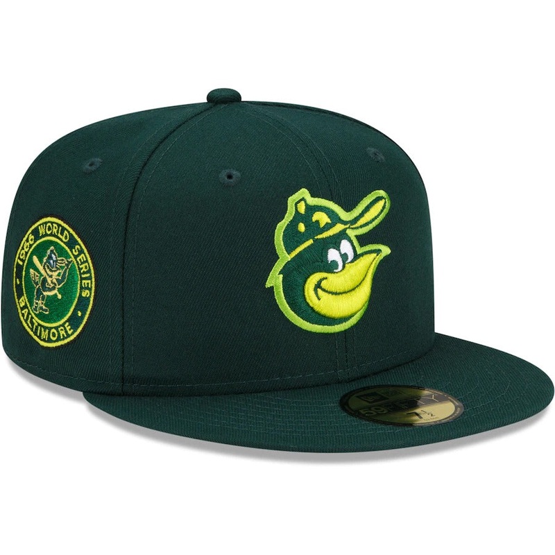 New Era Baltimore Orioles Green 1966 World Series Color Fam Lime Undervisor 59FIFTY Fitted Hat
