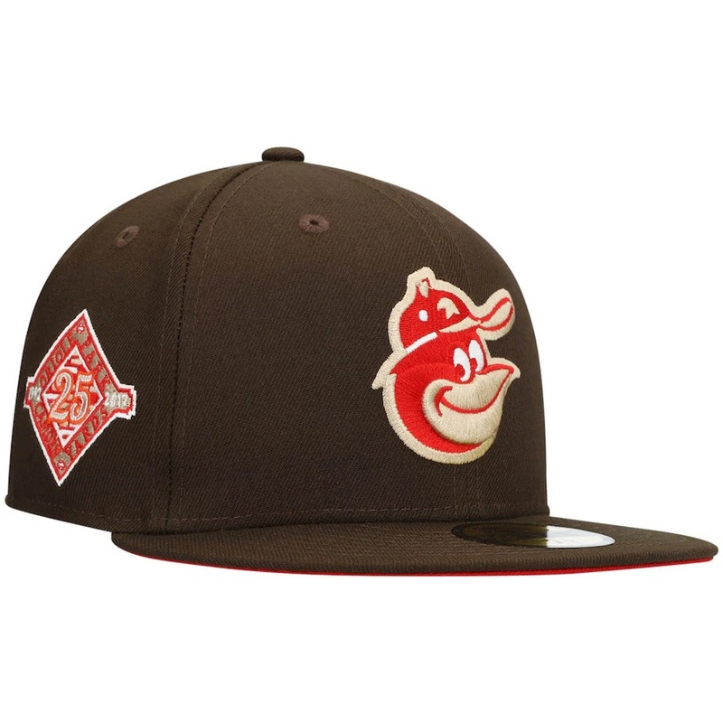 New Era Baltimore Orioles Brown 25th Anniversary Team Scarlet Undervisor 59FIFTY Fitted Hat