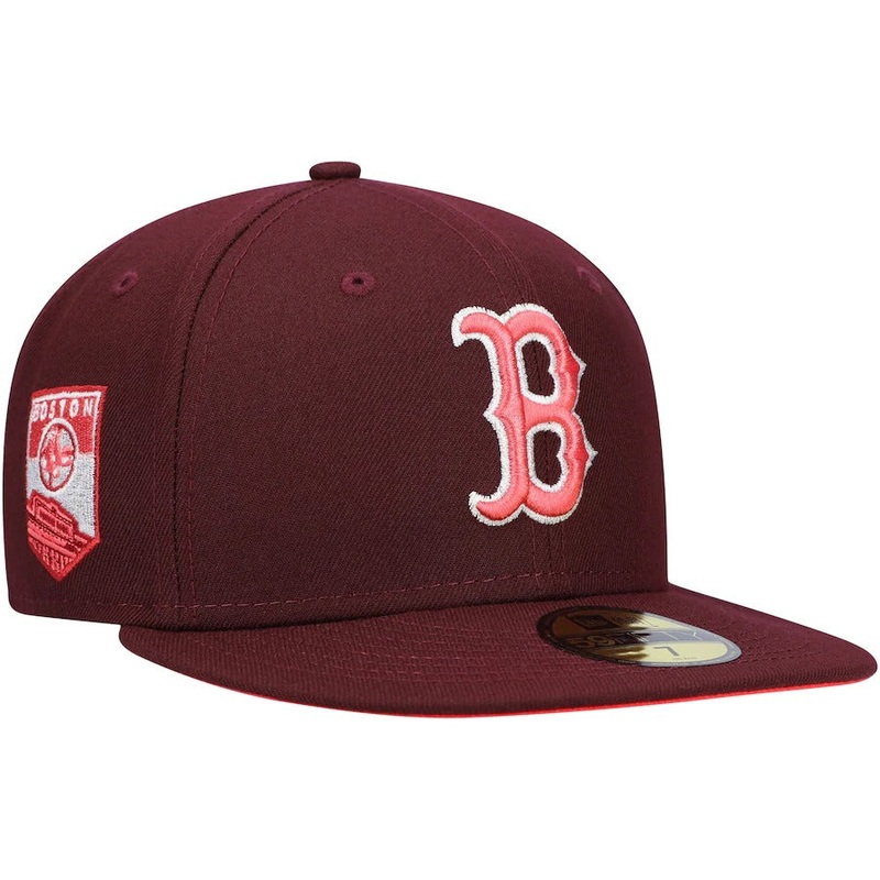 New Era Boston Red Sox Maroon Color Fam Lava Red Undervisor 59FIFTY Fitted Hat