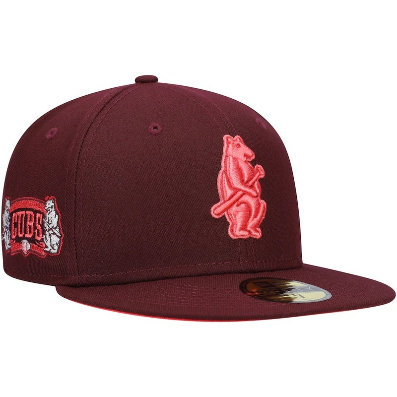 New Era Chicago Cubs Maroon Color Fam Lava Red Undervisor 59FIFTY Fitted Hat