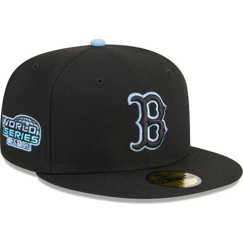 New Era Boston Red Sox Black/Baby Blue Pastel Undervisor 2023 59FIFTY Fitted Hat