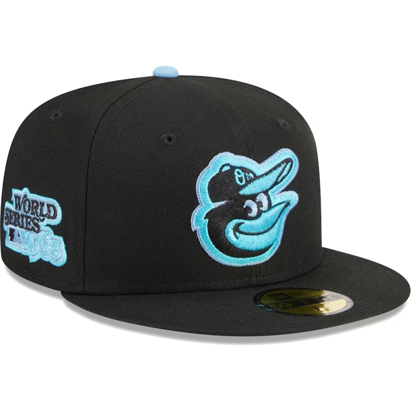 New Era Baltimore Orioles Black/Baby Blue Pastel Undervisor 2023 59FIFTY Fitted Hat