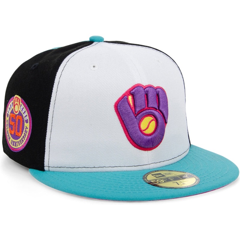 New Era x Lids HD  Milwaukee Brewers Sugar Skull Pinwheel 2022 59FIFTY Fitted Cap