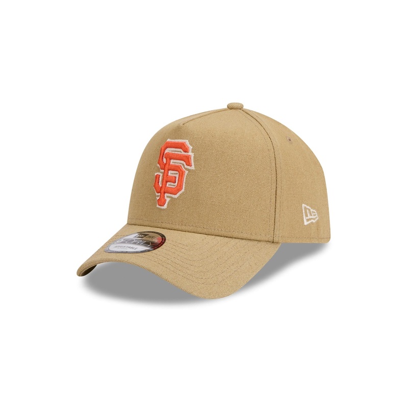 San Francisco Giants Logo Essentials Khaki 9FORTY A-Frame Snapback Hat