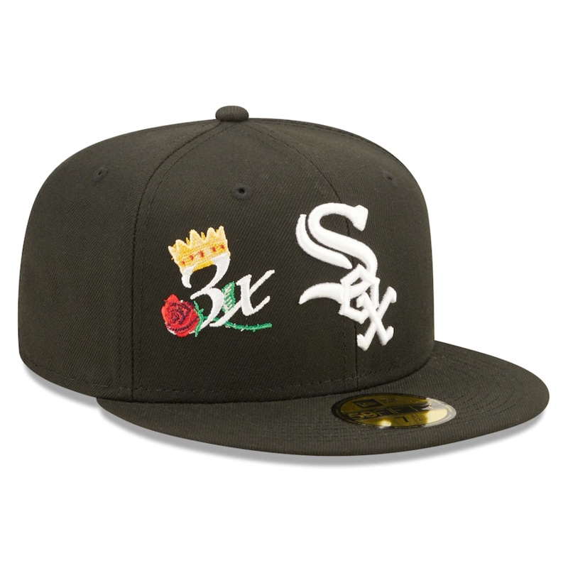New Era Chicago White Sox Black 3x World Series Champions Crown 59FIFTY Fitted Hat