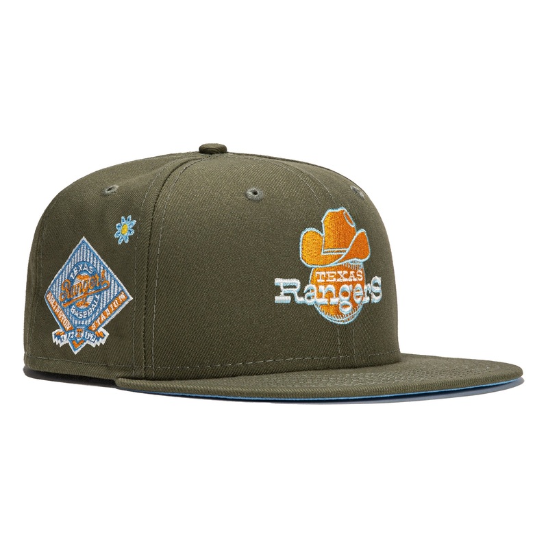 New Era  Super Bloom Texas Rangers Olive Stadium 2022 59FIFTY Fitted Hat