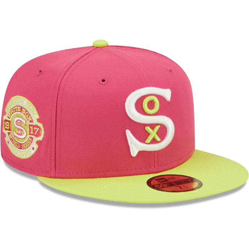 New Era Chicago White Sox Pink 1917 World Series Champions Beetroot Cyber 59FIFTY Fitted Hat