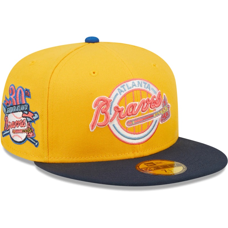 New Era Atlanta Braves Gold/Azure 30th Anniversary Undervisor 59FIFTY Fitted Hat