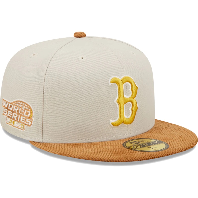 New Era Boston Red Sox Cream/Brown Corduroy Visor 2022 59FIFTY Fitted Hat