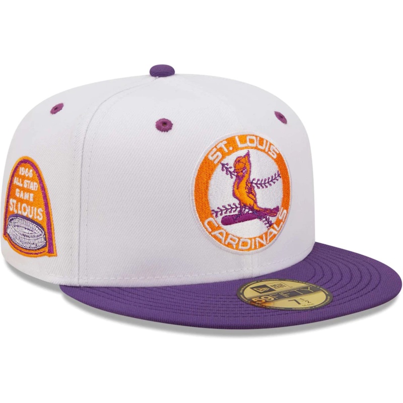 Men’s New Era St. Louis Cardinals White/Purple 1966 All-Star Game Grape Lolli 59FIFTY Fitted Hat