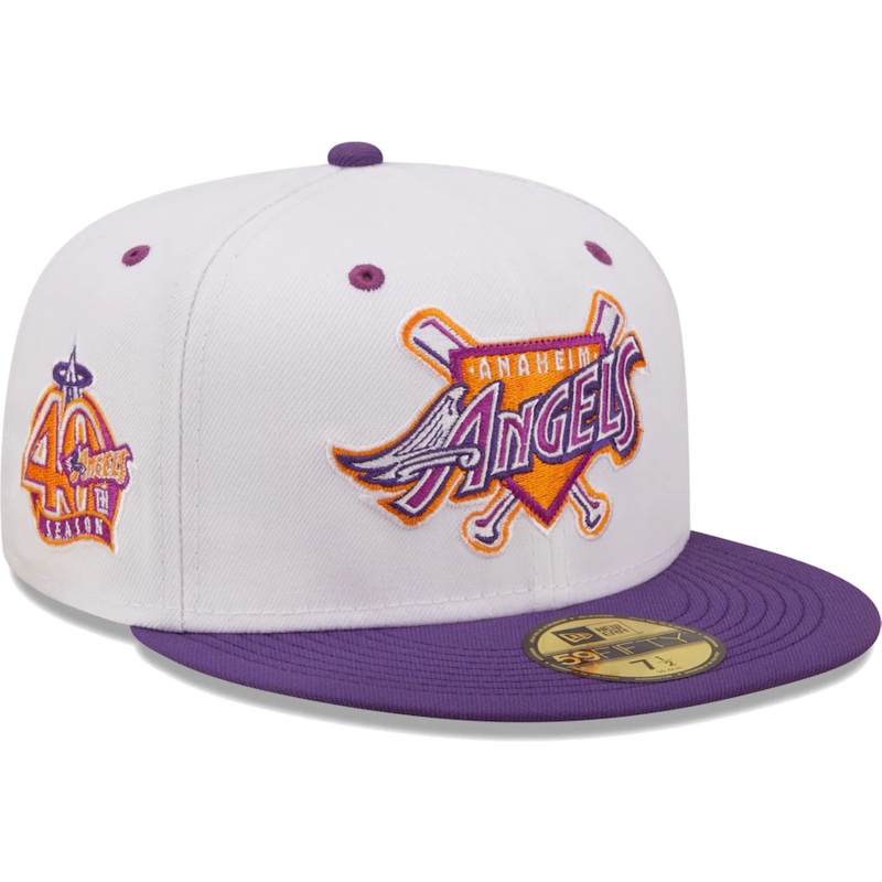 New Era Anaheim Angels White/Purple 40th Season Grape Lolli 59FIFTY Fitted Hat