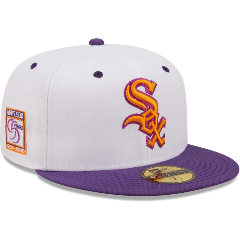 New Era Chicago White Sox White/Purple 95th Anniversary Grape Lolli 59FIFTY Fitted Hat