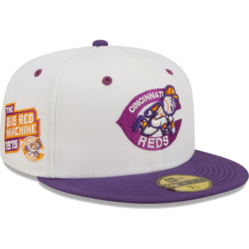 New Era Cincinnati Reds White/Purple The Big Red Machine 1975 Grape Lolli 59FIFTY Fitted Hat
