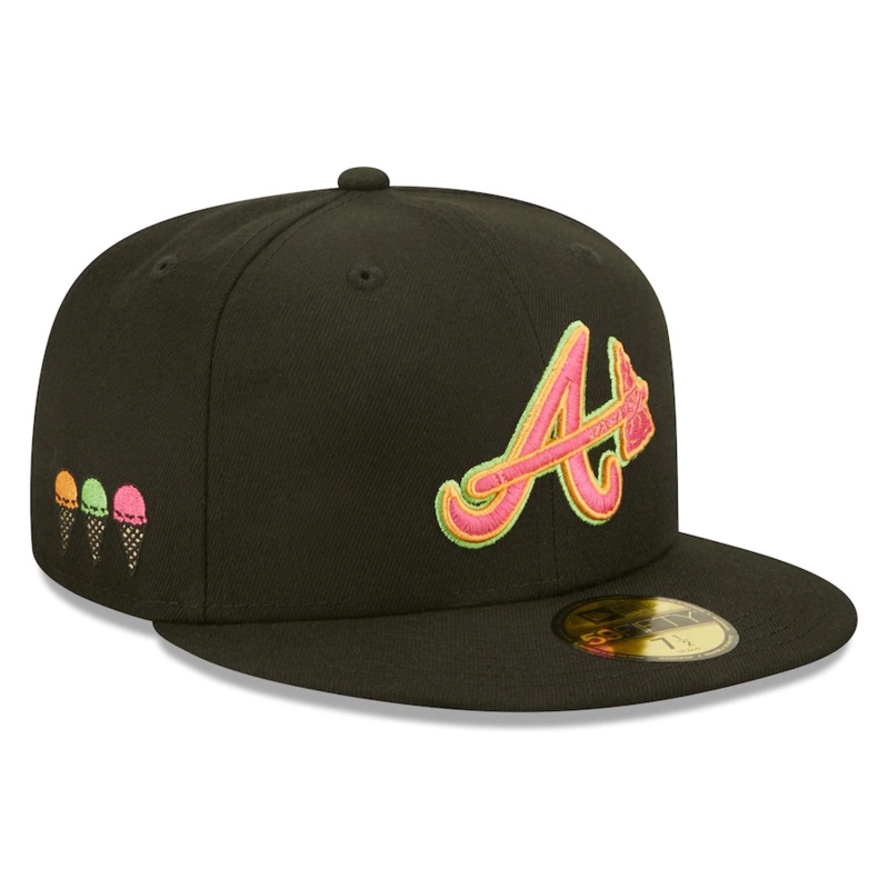New Era Atlanta Braves Black Summer Sherbet 59FIFTY Fitted Hat