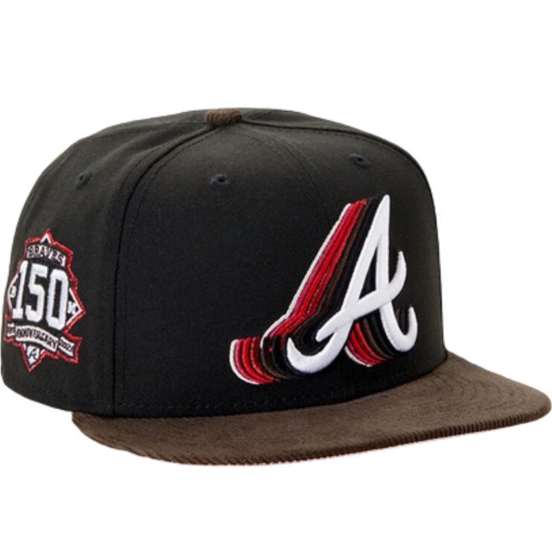 New Era x PacSun Atlanta Braves 150th Anniversary Black/Brown Corduroy Visor 59FIFTY Fitted Hat