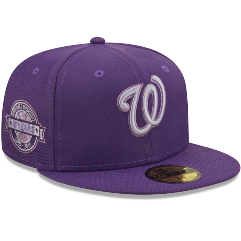Men’s New Era Washington Nationals Purple 10th Anniversary Lavender Undervisor 59FIFTY Fitted Hat