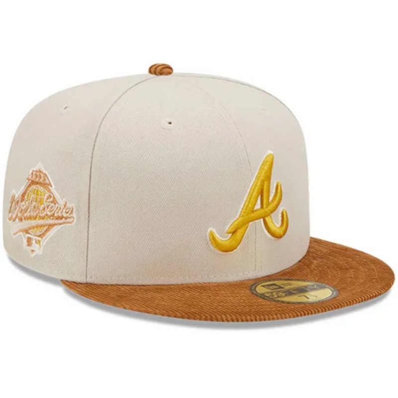 New Era Atlanta Braves Cream/Brown Corduroy Visor 2022 59FIFTY Fitted Hat
