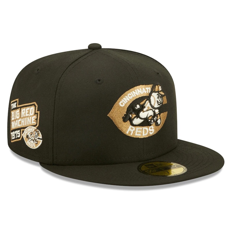 New Era Cincinnati Reds Black Wheat Undervisor 59FIFTY Fitted Hat