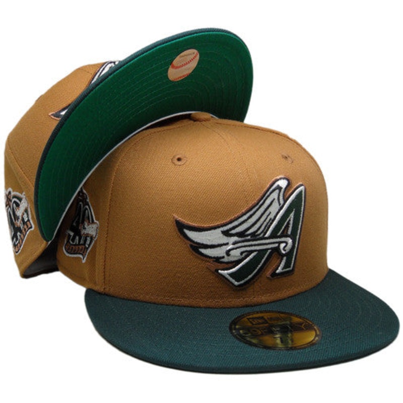 New Era Anaheim Angels Wheat/Pine Green 50th Anniversary 59FIFTY Fitted Hat