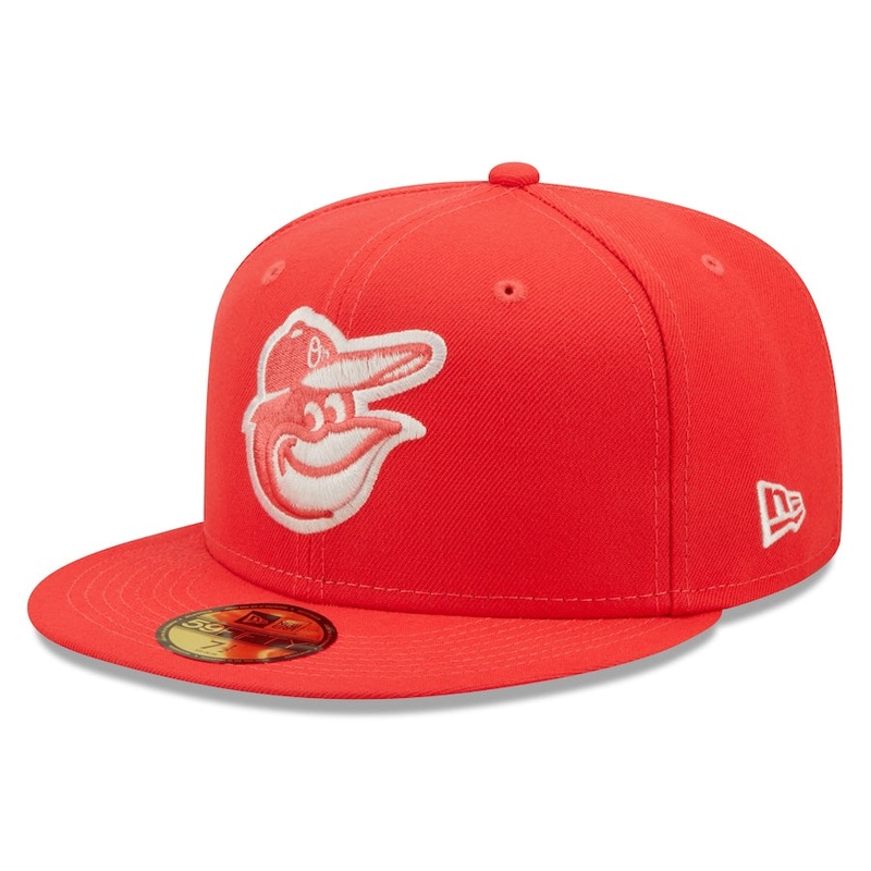 New Era Baltimore Orioles Lava Highlighter Logo 59FIFTY Fitted Hat