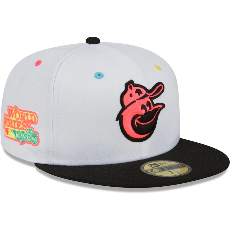 New Era Baltimore Orioles White/Black 1983 World Series Champions Neon Eye 59FIFTY Fitted Hat