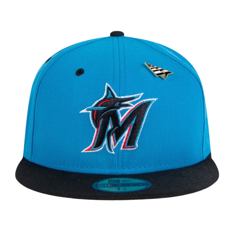 New Era x Paper Planes Miami Marlins Blue/Black ColorBlock 59FIFTY Fitted Hat