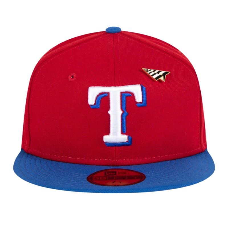 New Era x Paper Planes Texas Rangers Red/Blue ColorBlock 59FIFTY Fitted Hat