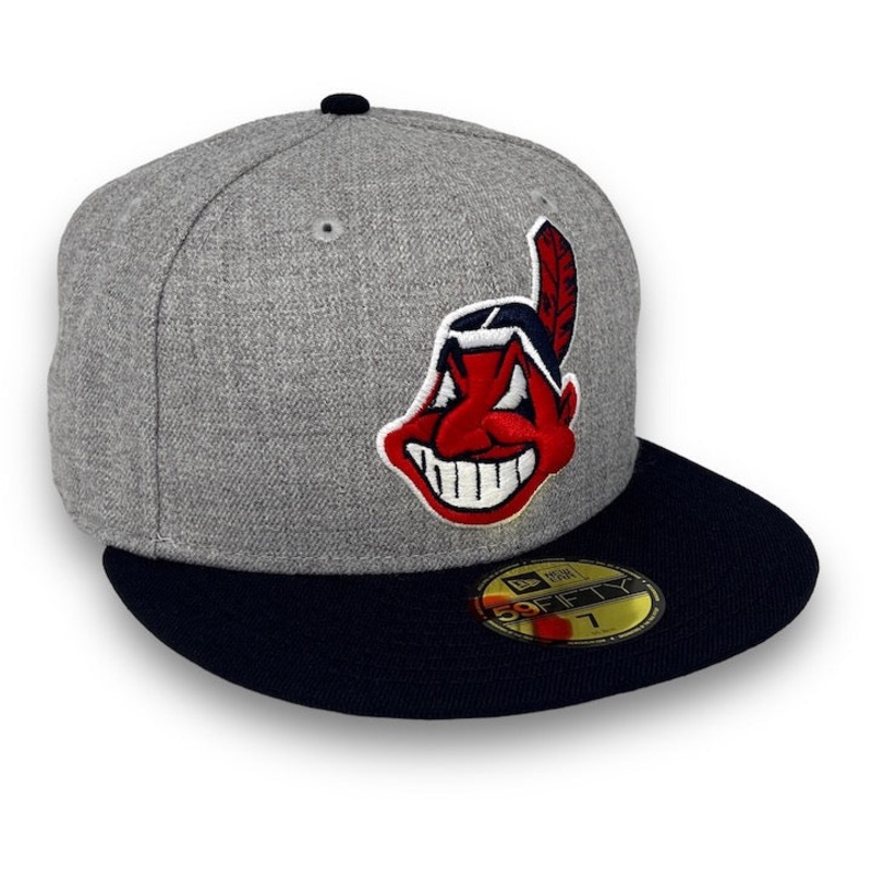 New Era Cleveland Indians ‘Chief Wahoo’ Heather Gray/Navy 59FIFTY Fitted Hat