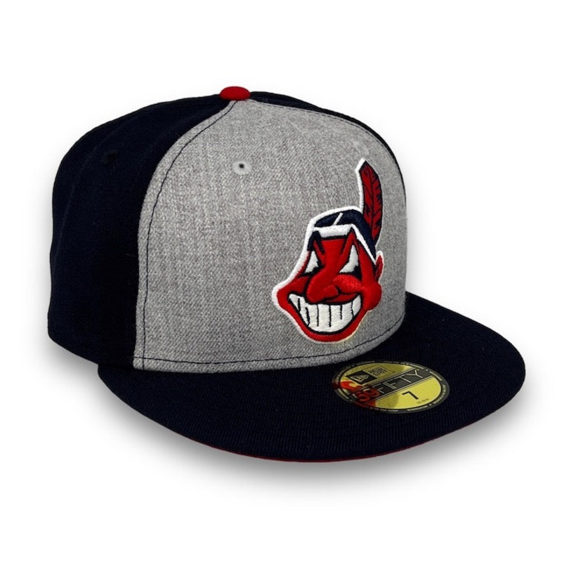 New Era Cleveland Indians ‘Chief Wahoo’ Navy/Heather Gray 59FIFTY Fitted Hat