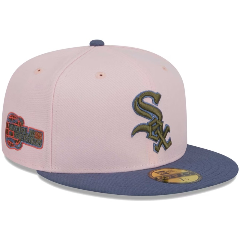New Era Chicago White Sox Pink/Navy Blue Olive Undervisor 2023 59FIFTY Fitted Hat