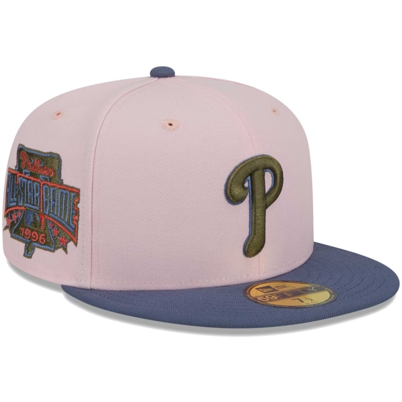 New Era  Philadelphia Phillies Pink/Navy Blue Olive Undervisor 2023 59FIFTY Fitted Hat