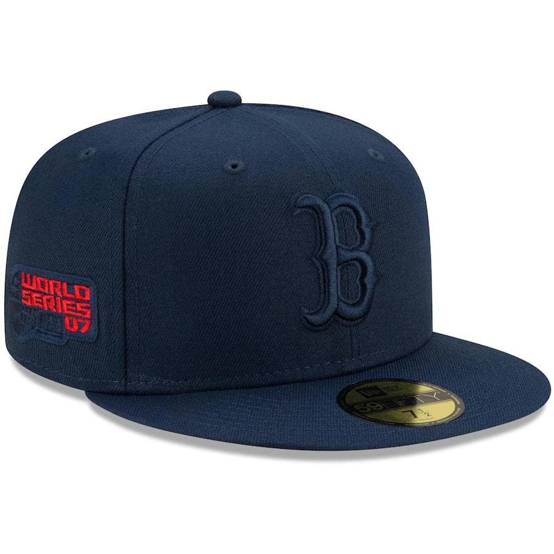 New Era Boston Red Sox Navy Cooperstown Collection Oceanside Red Under Visor 59FIFTY Fitted Hat