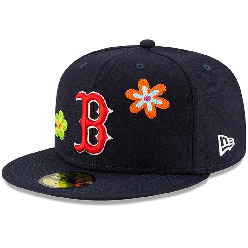New Era Boston Red Sox Chain Stitch Floral Navy 59FIFTY Fitted Hat
