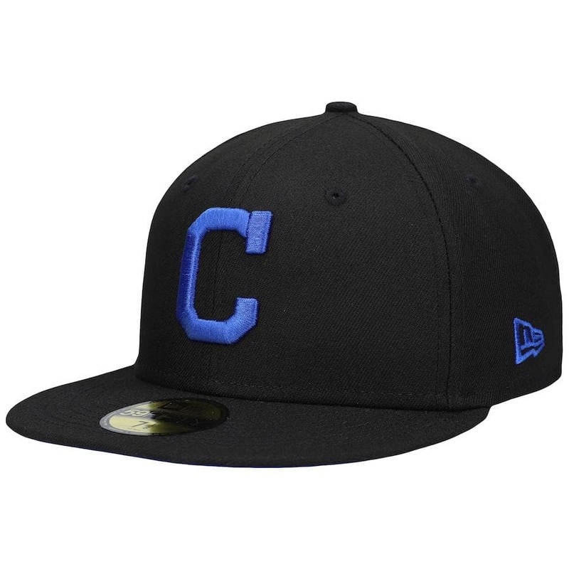 New Era Cleveland Indians Black World Series 2016 World Series Patch Royal Under Visor 59FIFTY Fitted Hat