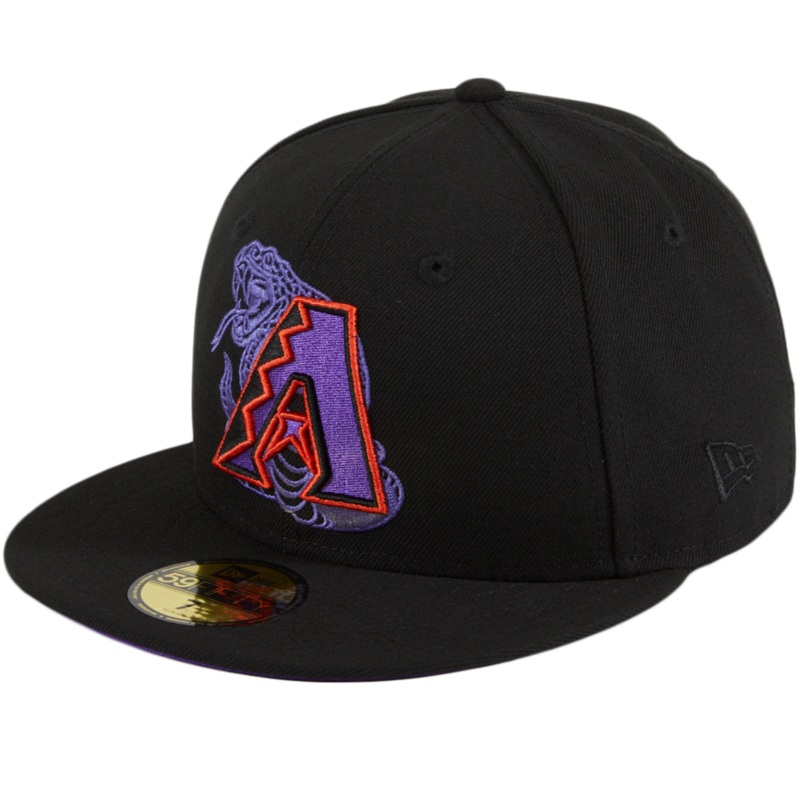 New Era Arizona Diamondbacks 20th Anniversary Black /Purple Snake Fitted Hat Purple Undervisor
