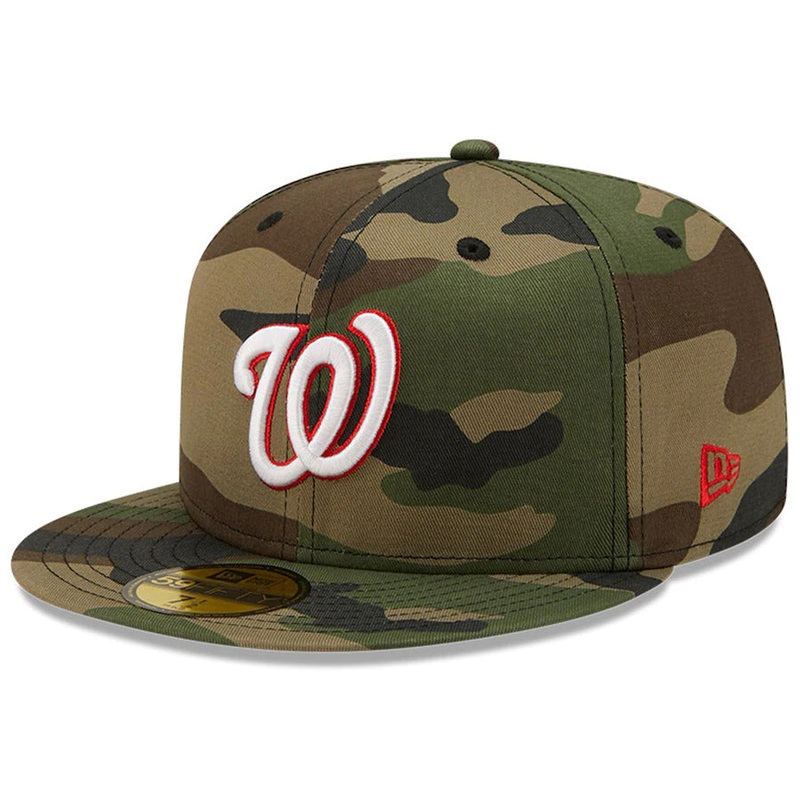 New Era Camo Washington Nationals Robert F. Kennedy Memorial Stadium Patch Woodland Undervisor 59FIFTY Fitted Hat