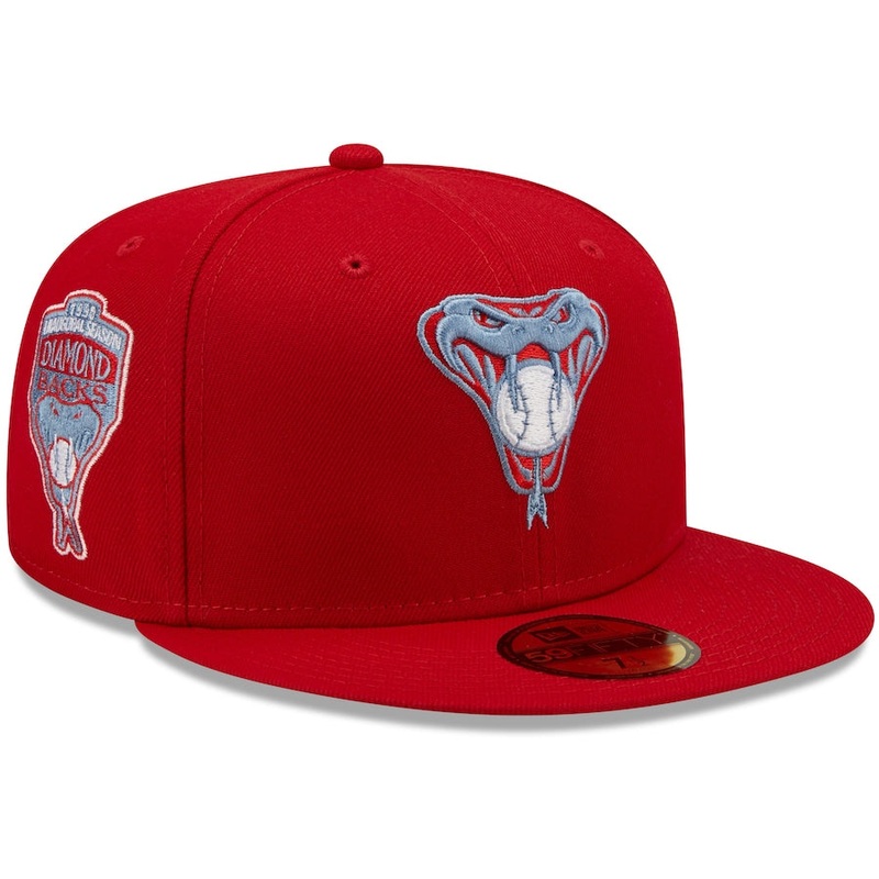 New Era Arizona Diamondbacks Scarlet Red 1998 Inaugural Season Blue Undervisor Team 59FIFTY Fitted Hat