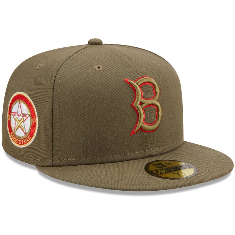 New Era Brooklyn Dodgers Olive 1949 MLB All-Star Game Scarlet Undervisor 59FIFTY Fitted Hat