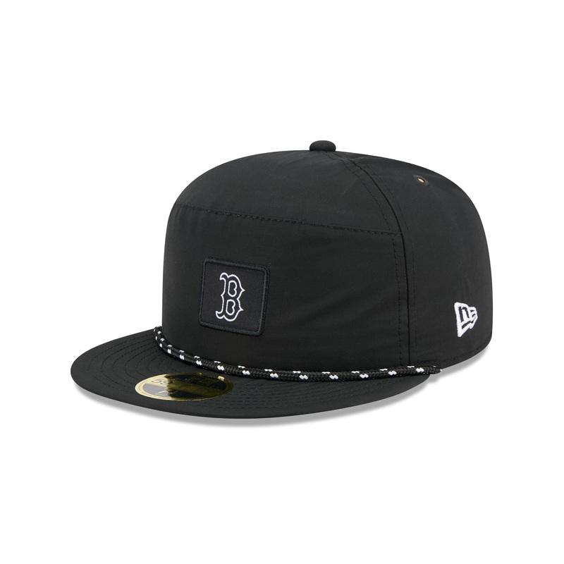 Boston Red Sox Black Poly Rope Split Panel 59FIFTY Fitted Hat