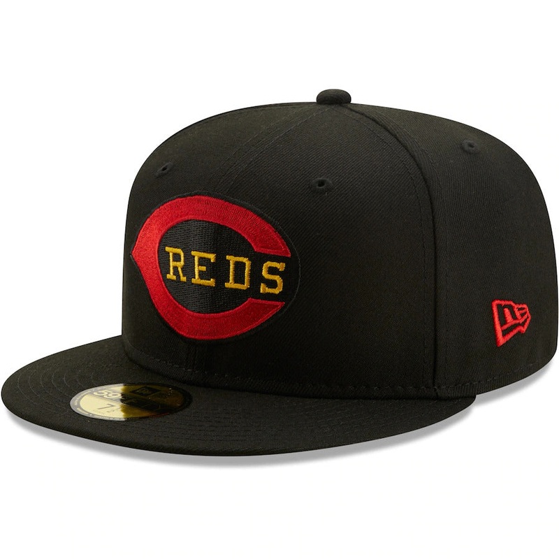 New Era Black Cincinnati Reds 1988 MLB All-Star Game Gold Undervisor 59FIFTY Fitted Hat