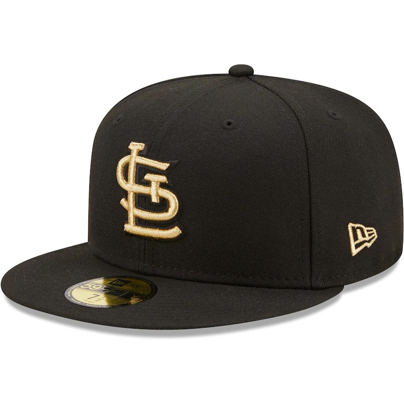 New Era Black St. Louis Cardinals 1982 World Series Metallic Gold Undervisor 59FIFTY Fitted Hat