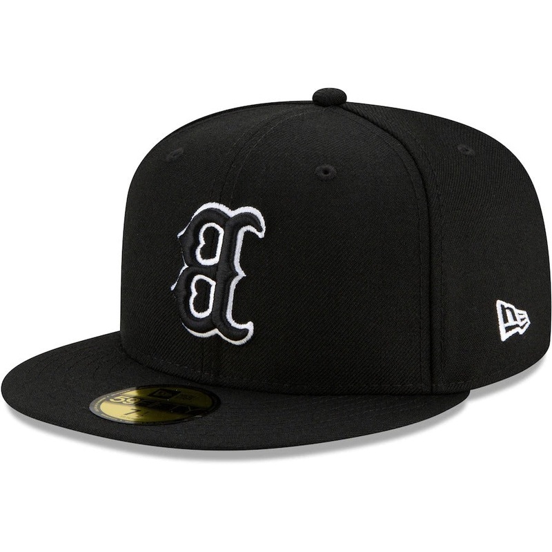 New Era Black Boston Red Sox Upside Down Logo 59FIFTY Fitted Hat