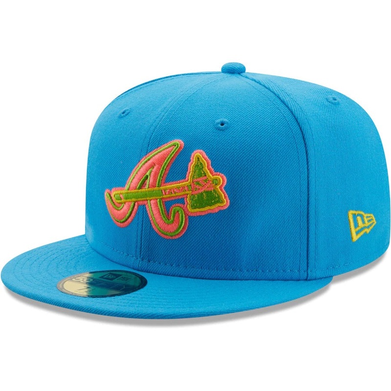 New Era Atlanta Braves Light Blue Pink Glow Undervisor 59FIFTY Fitted Hat