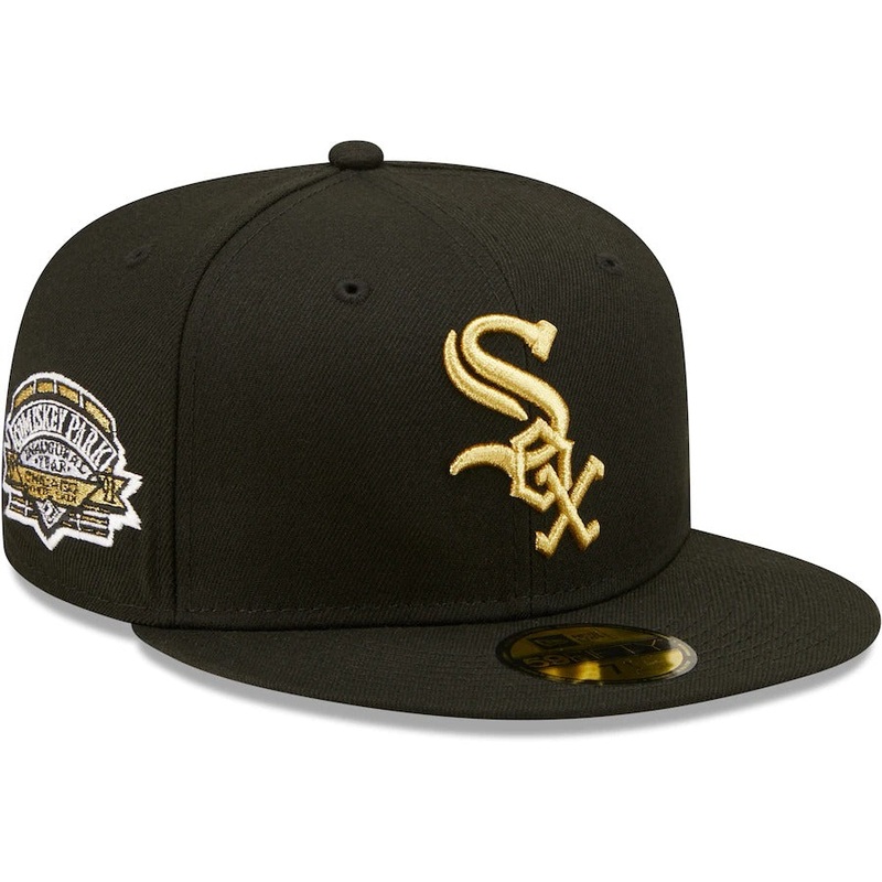 New Era Black Chicago White Sox 1991 Inaugural Year Metallic Gold Undervisor 59FIFTY Fitted Hat