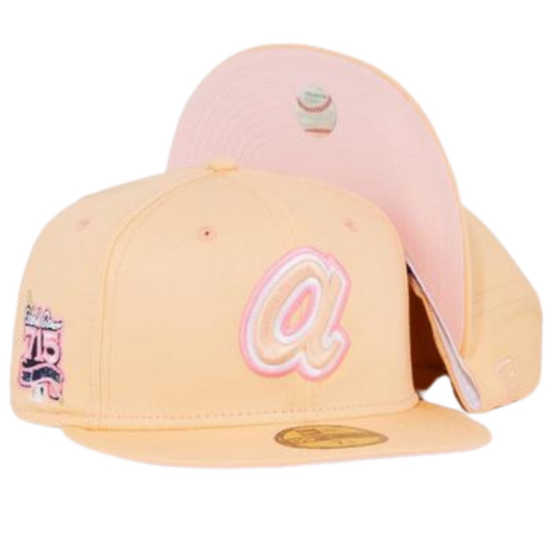 New Era Atlanta Braves Peach 25th Anniversary Pink Under Brim 59FIFTY Fitted Hat