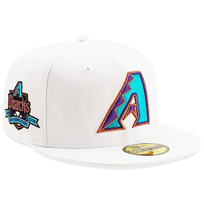 New Era Arizona Diamondbacks White 10th Anniversary Patch Undervisor 59FIFTY Fitted Hat