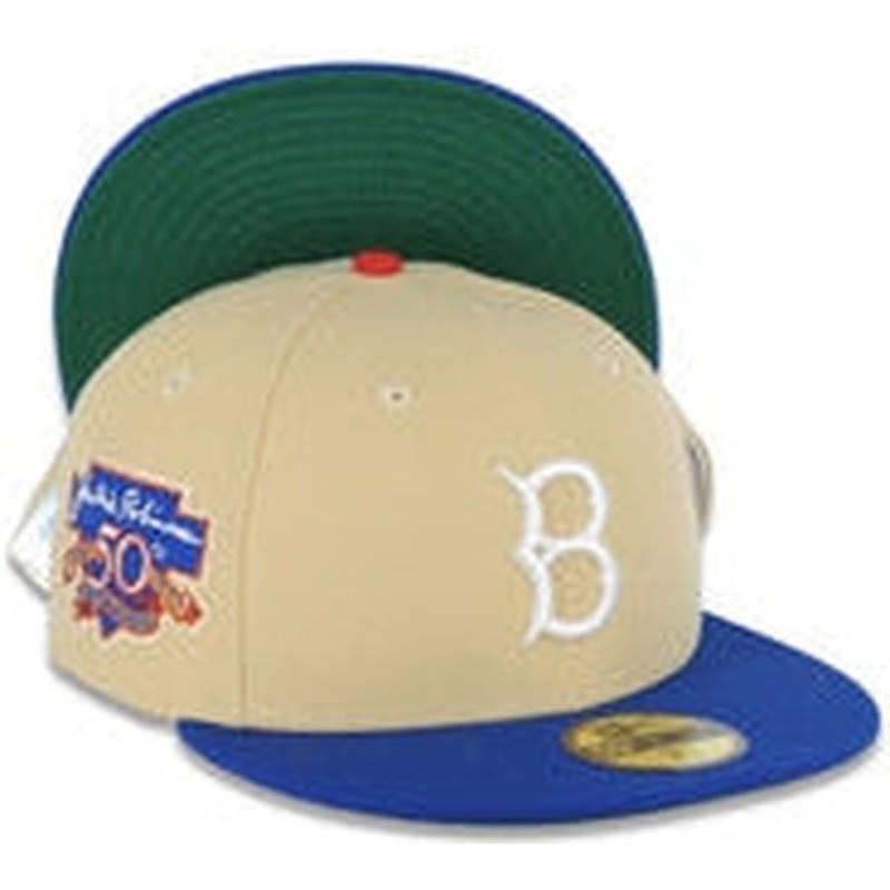 New Era Brooklyn Dodgers Jackie Robinson 50th Anniversary Vegas Gold/Blue 59FIFTY Fitted Hat