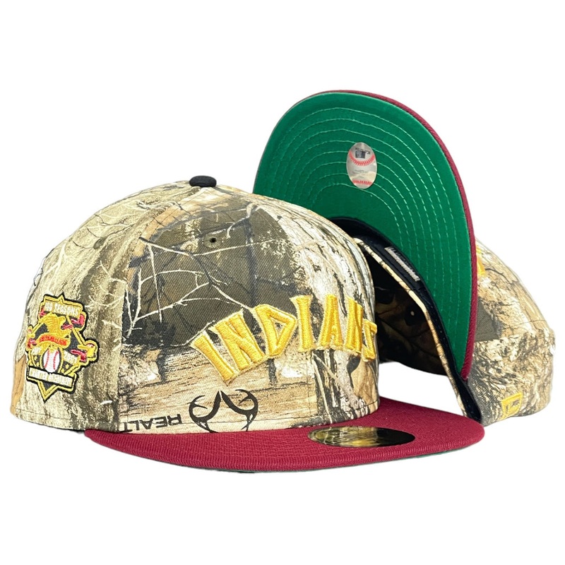 New Era Cleveland Indians 100th Anniversary “Metallic Realtree 2.0” Burgundy 59FIFTY Fitted Hat