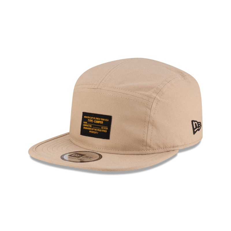 Beige Nylon Camper Strapback Hat